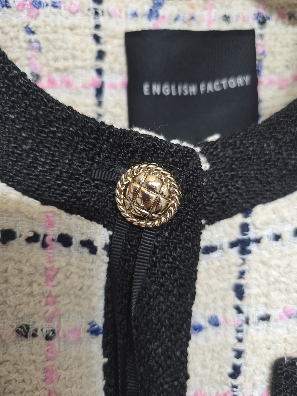 NWT English Factory Tweed Blazer Jacket With Gold Buttons - Picture 7 of 16